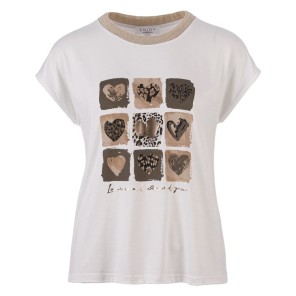 Enjoy T-shirt KM frontprint ecru